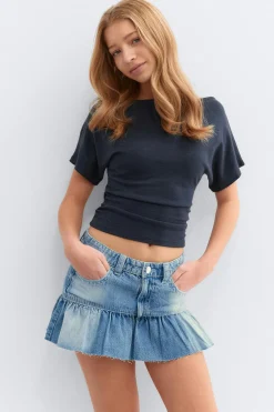 Gina Tricot Y jeanova frill denim skirt Blauw