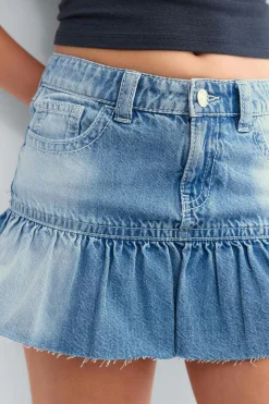 Gina Tricot Y jeanova frill denim skirt Blauw