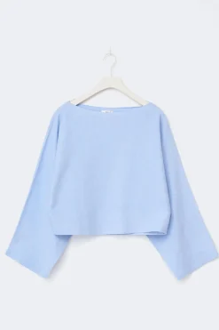 Hot Gina Tricot Y knitted poncho top Blauw