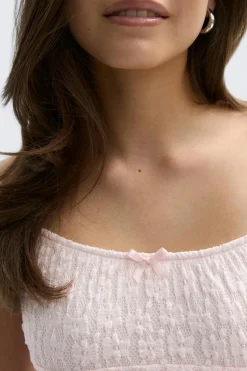 New Gina Tricot Y lace ruched top Roze