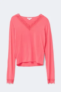 Clearance Gina Tricot Y lace top Roze