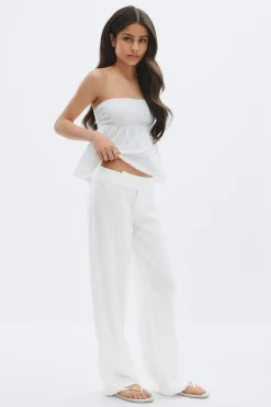 New Gina Tricot Y linen blend trousers Wit