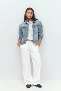 New Gina Tricot Y low linen blend trousers Wit