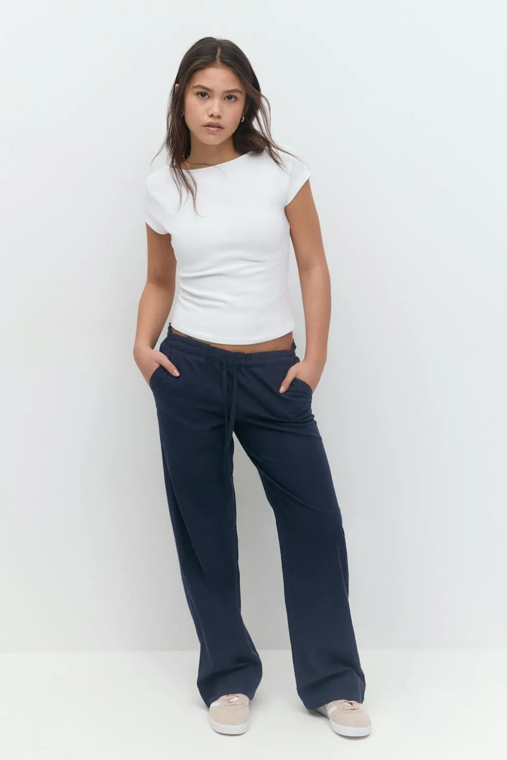 Clearance Gina Tricot Y low linen blend trousers Blauw