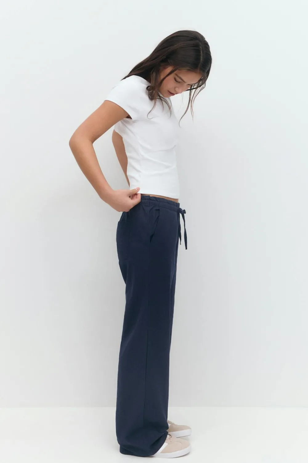 Clearance Gina Tricot Y low linen blend trousers Blauw
