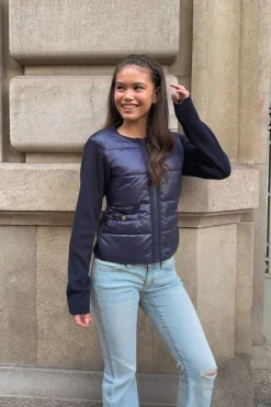 Outlet Gina Tricot Y padded rib jacket Blauw