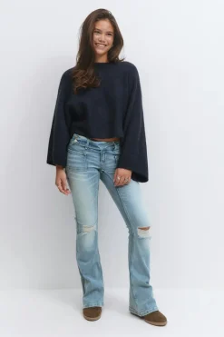 New Gina Tricot Y pleated flare jeans Blauw