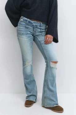 New Gina Tricot Y pleated flare jeans Blauw