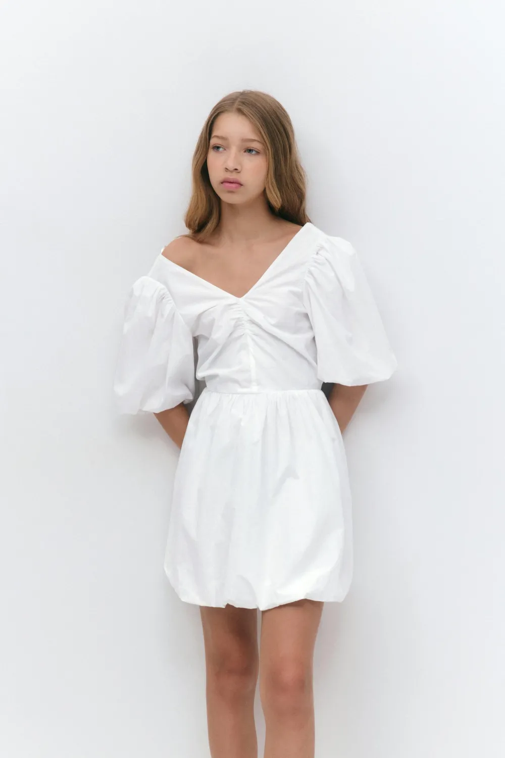 Clearance Gina Tricot Y puff sleeve dress Wit