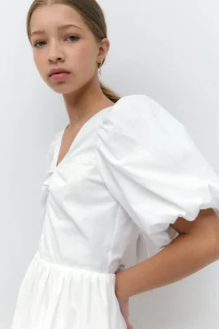 Clearance Gina Tricot Y puff sleeve dress Wit