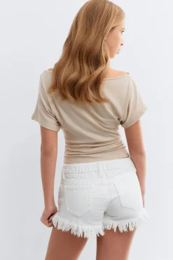 Clearance Gina Tricot Y ripped g-low denim shorts Wit