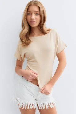 New Gina Tricot Y ruched top Beige