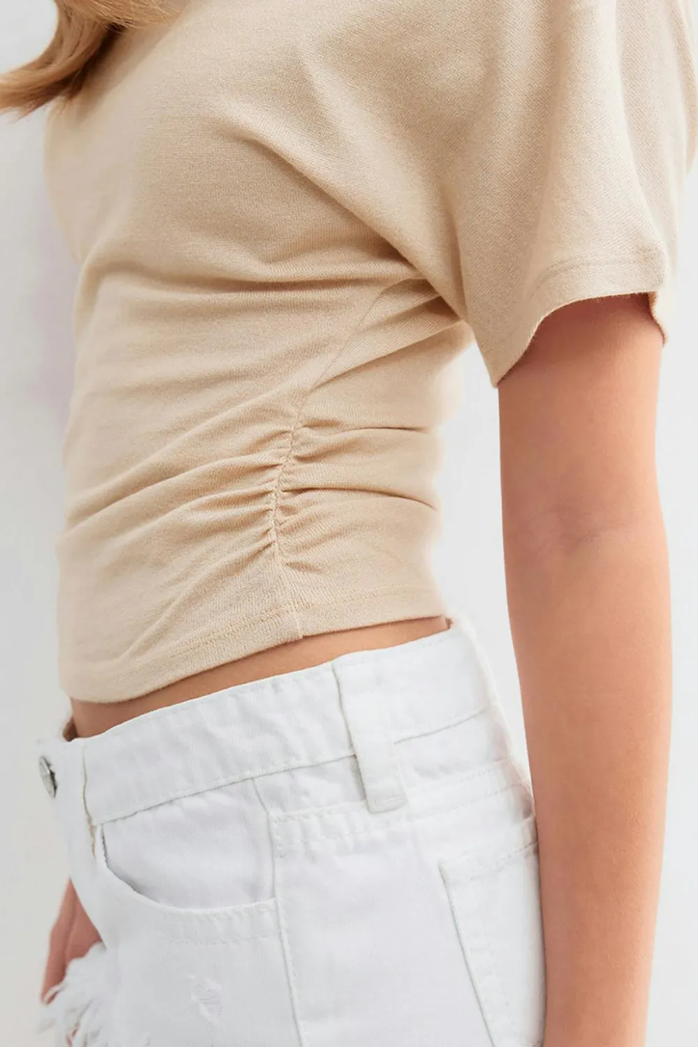 New Gina Tricot Y ruched top Beige
