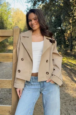 Outlet Gina Tricot Y short trench jacket Beige