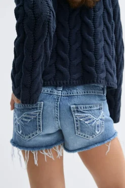 Hot Gina Tricot Y sparkle low denim shorts Blauw