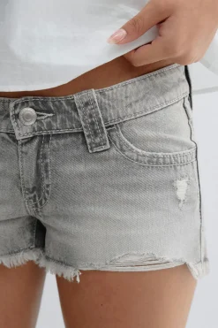 Online Gina Tricot Y sparkle low denim shorts Grijsv