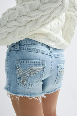 Online Gina Tricot Y sparkle low denim shorts Blauw