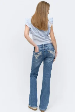 New Gina Tricot Y sparkle low flare jeans Blauw